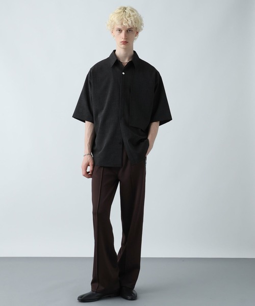 HARE（ハレ）の「YURAGIボタンメランジシャツ(HARE)（シャツ/ブラウス・メンズ・ブラック/ブラウン/ブルー・FREE）」の4枚目の写真