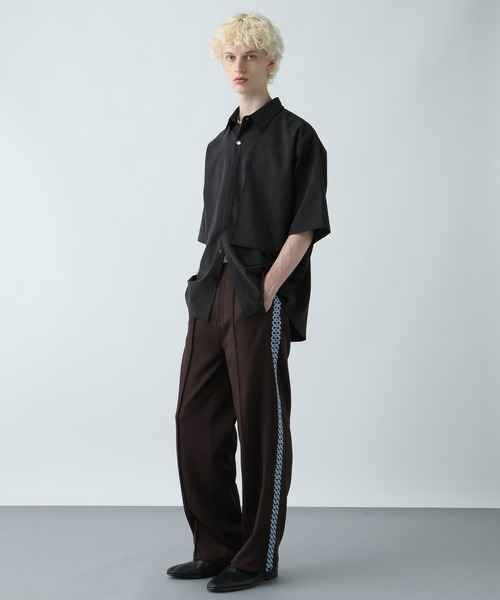 HARE（ハレ）の「YURAGIボタンメランジシャツ(HARE)（シャツ/ブラウス・メンズ・ブラック/ブラウン/ブルー・FREE）」の5枚目の写真