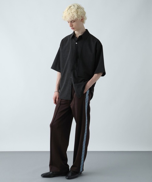 HARE（ハレ）の「YURAGIボタンメランジシャツ(HARE)（シャツ/ブラウス・メンズ・ブラック/ブラウン/ブルー・FREE）」の6枚目の写真