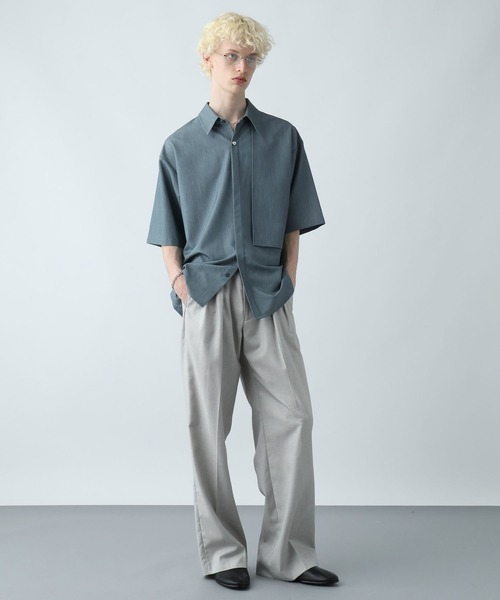 HARE（ハレ）の「YURAGIボタンメランジシャツ(HARE)（シャツ/ブラウス・メンズ・ブラック/ブラウン/ブルー・FREE）」の9枚目の写真