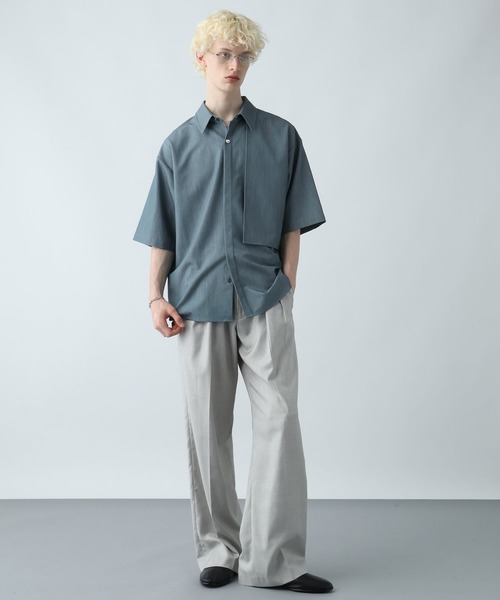 HARE（ハレ）の「YURAGIボタンメランジシャツ(HARE)（シャツ/ブラウス・メンズ・ブラック/ブラウン/ブルー・FREE）」の10枚目の写真