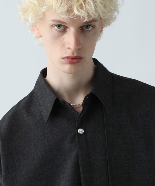 HARE（ハレ）の「YURAGIボタンメランジシャツ(HARE)（シャツ/ブラウス・メンズ・ブラック/ブラウン/ブルー・FREE）」の12枚目の写真