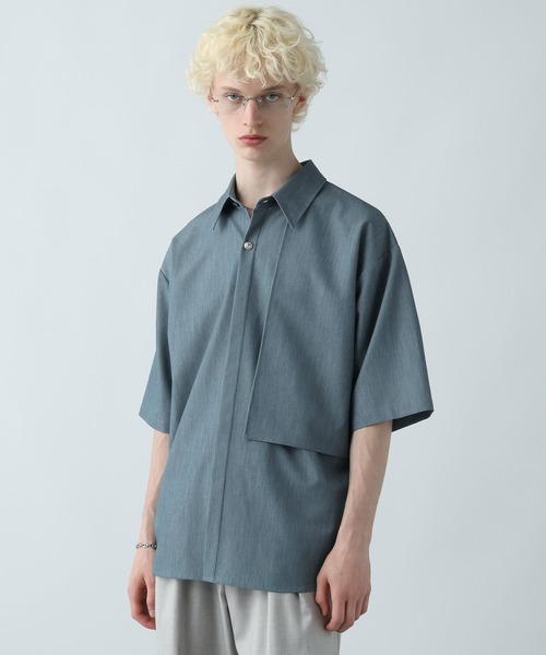 HARE（ハレ）の「YURAGIボタンメランジシャツ(HARE)（シャツ/ブラウス・メンズ・ブラック/ブラウン/ブルー・FREE）」の14枚目の写真