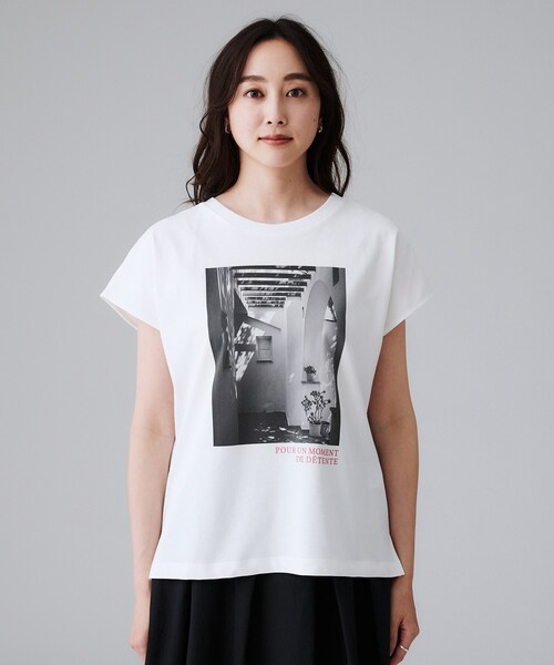 UNTITLED（アンタイトル）の「【コットン100/プリントロゴ】フォトTシャツ（Tシャツ/カットソー・レディース・ホワイト系3/チャコール・44/48/50/00/02/04）」の13枚目の写真