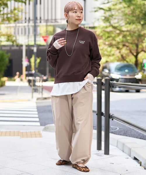 coen(コーエン)の「【UVカット / ストレッチ / 吸水速乾】マルチファンクション バルーンパンツ(スラックス・レディース・オリーブ/ライトピンク/ブラック/ベージュ・L/M)」の12枚目の写真