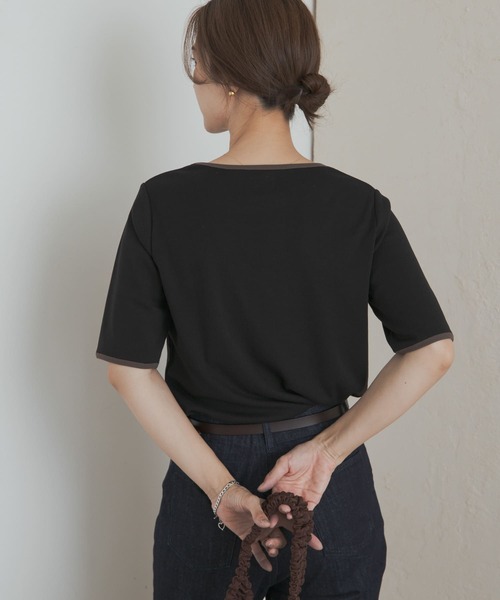 URBAN RESEARCH DOORS(アーバンリサーチドアーズ)の「5分袖リンガーTシャツ(Tシャツ/カットソー・レディース・ブラック/グレー・MEDIUM)」の4枚目の写真