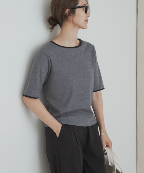 URBAN RESEARCH DOORS(アーバンリサーチドアーズ)の「5分袖リンガーTシャツ(Tシャツ/カットソー・レディース・ブラック/グレー・MEDIUM)」の20枚目の写真