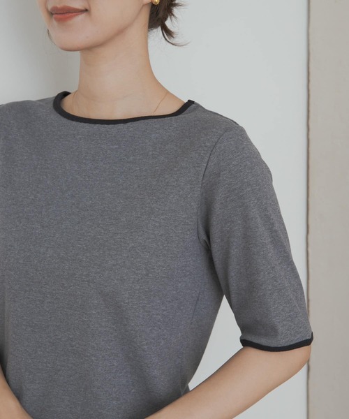 URBAN RESEARCH DOORS(アーバンリサーチドアーズ)の「5分袖リンガーTシャツ(Tシャツ/カットソー・レディース・ブラック/グレー・MEDIUM)」の19枚目の写真