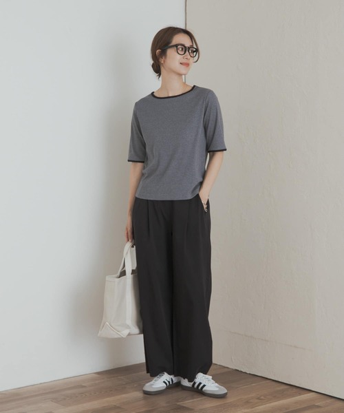 URBAN RESEARCH DOORS(アーバンリサーチドアーズ)の「5分袖リンガーTシャツ(Tシャツ/カットソー・レディース・ブラック/グレー・MEDIUM)」の18枚目の写真