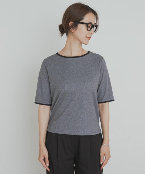 URBAN RESEARCH DOORS(アーバンリサーチドアーズ)の「5分袖リンガーTシャツ(Tシャツ/カットソー・レディース・ブラック/グレー・MEDIUM)」の16枚目の写真