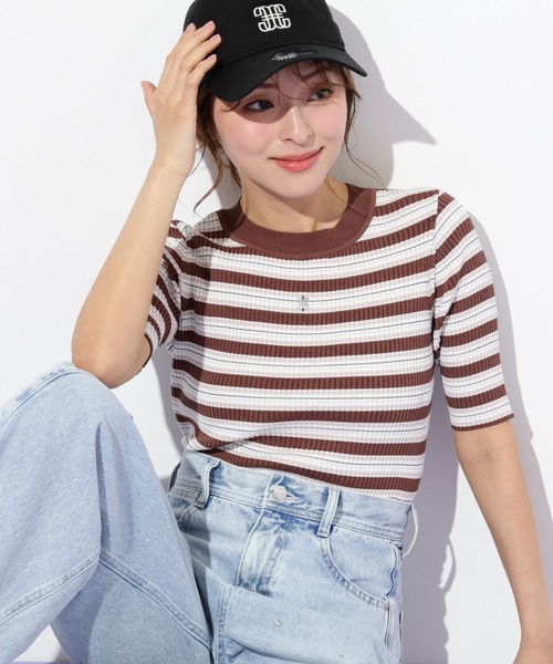 JILL by JILL STUART(ジルバイジルスチュアート)の「◇マルチボーダーニット(ニット/セーター・レディース・ブルー系その他/ブラウン系その他/ピンク系その他・FREE)」の2枚目の写真