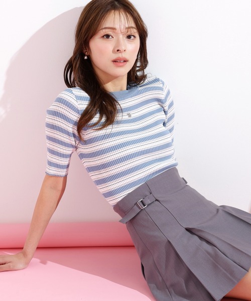 JILL by JILL STUART(ジルバイジルスチュアート)の「◇マルチボーダーニット(ニット/セーター・レディース・ブルー系その他/ブラウン系その他/ピンク系その他・FREE)」の3枚目の写真