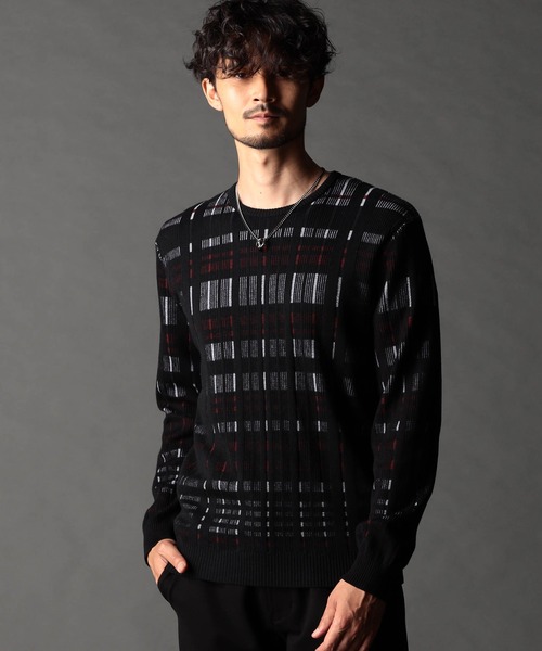 NICOLE CLUB FOR MEN（ニコルクラブフォーメン）の「転換裏ボーダーニット（ニット/セーター・メンズ・ブラック系/ホワイト系1/ホワイト系2/ホワイト系3・MEDIUM/LARGE/X-LARGE）」の4枚目の写真