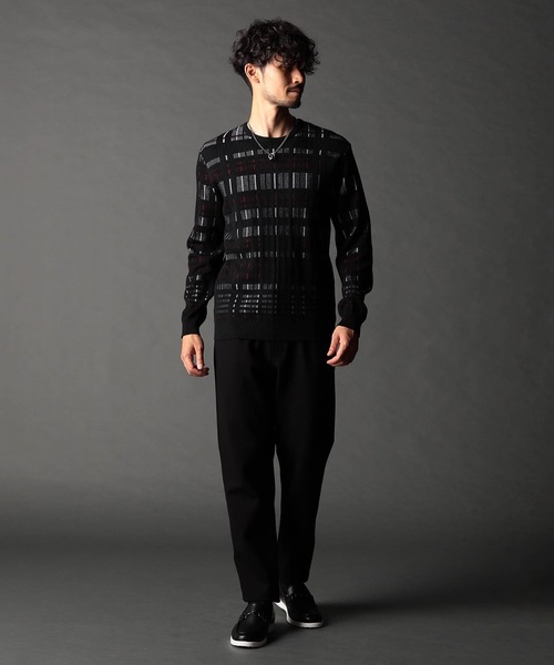 NICOLE CLUB FOR MEN（ニコルクラブフォーメン）の「転換裏ボーダーニット（ニット/セーター・メンズ・ブラック系/ホワイト系1/ホワイト系2/ホワイト系3・MEDIUM/LARGE/X-LARGE）」の6枚目の写真