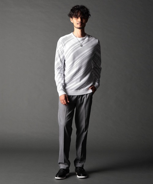 NICOLE CLUB FOR MEN（ニコルクラブフォーメン）の「転換裏ボーダーニット（ニット/セーター・メンズ・ブラック系/ホワイト系1/ホワイト系2/ホワイト系3・MEDIUM/LARGE/X-LARGE）」の8枚目の写真