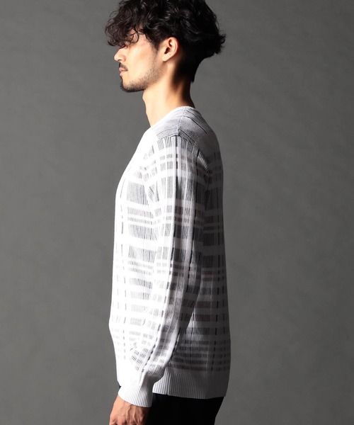 NICOLE CLUB FOR MEN（ニコルクラブフォーメン）の「転換裏ボーダーニット（ニット/セーター・メンズ・ブラック系/ホワイト系1/ホワイト系2/ホワイト系3・MEDIUM/LARGE/X-LARGE）」の9枚目の写真