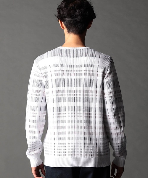 NICOLE CLUB FOR MEN（ニコルクラブフォーメン）の「転換裏ボーダーニット（ニット/セーター・メンズ・ブラック系/ホワイト系1/ホワイト系2/ホワイト系3・MEDIUM/LARGE/X-LARGE）」の10枚目の写真