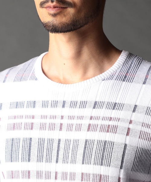 NICOLE CLUB FOR MEN（ニコルクラブフォーメン）の「転換裏ボーダーニット（ニット/セーター・メンズ・ブラック系/ホワイト系1/ホワイト系2/ホワイト系3・MEDIUM/LARGE/X-LARGE）」の11枚目の写真