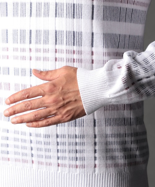 NICOLE CLUB FOR MEN（ニコルクラブフォーメン）の「転換裏ボーダーニット（ニット/セーター・メンズ・ブラック系/ホワイト系1/ホワイト系2/ホワイト系3・MEDIUM/LARGE/X-LARGE）」の12枚目の写真