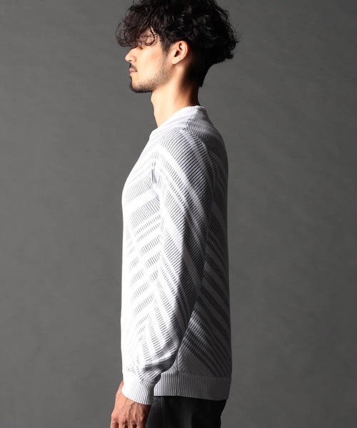 NICOLE CLUB FOR MEN（ニコルクラブフォーメン）の「転換裏ボーダーニット（ニット/セーター・メンズ・ブラック系/ホワイト系1/ホワイト系2/ホワイト系3・MEDIUM/LARGE/X-LARGE）」の14枚目の写真