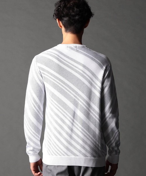 NICOLE CLUB FOR MEN（ニコルクラブフォーメン）の「転換裏ボーダーニット（ニット/セーター・メンズ・ブラック系/ホワイト系1/ホワイト系2/ホワイト系3・MEDIUM/LARGE/X-LARGE）」の15枚目の写真
