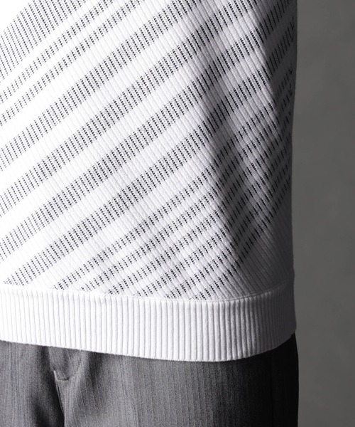 NICOLE CLUB FOR MEN（ニコルクラブフォーメン）の「転換裏ボーダーニット（ニット/セーター・メンズ・ブラック系/ホワイト系1/ホワイト系2/ホワイト系3・MEDIUM/LARGE/X-LARGE）」の18枚目の写真
