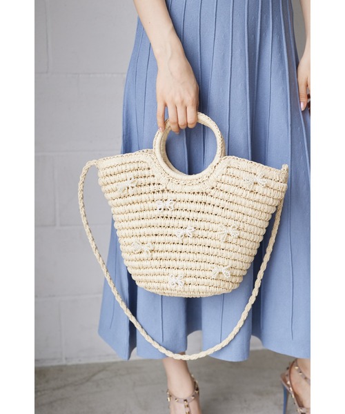 tocco closet（トッコ　クローゼット）の「【ZOZO限定】パールリボンカゴバック（かごバッグ・レディース・ベージュ/ブラウン・FREE）」の2枚目の写真