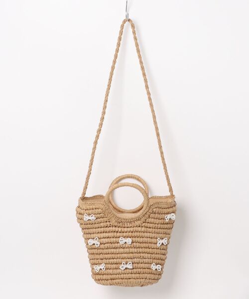 tocco closet（トッコ　クローゼット）の「【ZOZO限定】パールリボンカゴバック（かごバッグ・レディース・ベージュ/ブラウン・FREE）」の14枚目の写真