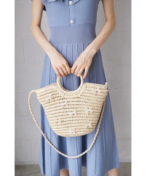 tocco closet（トッコ　クローゼット）の「【ZOZO限定】パールリボンカゴバック（かごバッグ・レディース・ベージュ/ブラウン・FREE）」の12枚目の写真