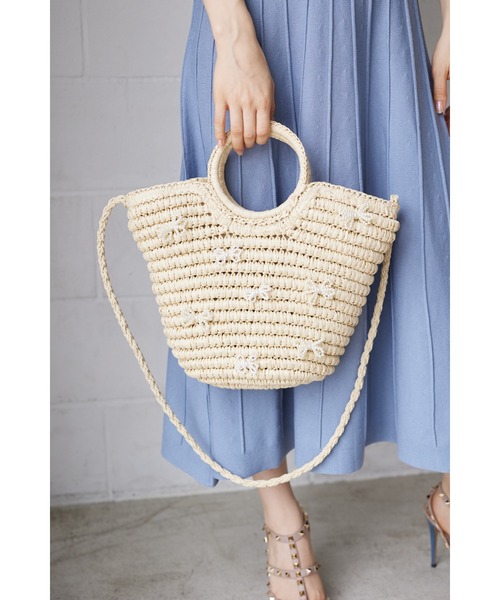 tocco closet（トッコ　クローゼット）の「【ZOZO限定】パールリボンカゴバック（かごバッグ・レディース・ベージュ/ブラウン・FREE）」の13枚目の写真