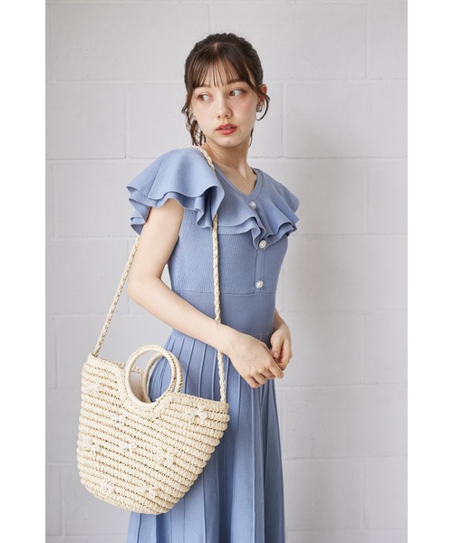 tocco closet（トッコ　クローゼット）の「【ZOZO限定】パールリボンカゴバック（かごバッグ・レディース・ベージュ/ブラウン・FREE）」の9枚目の写真