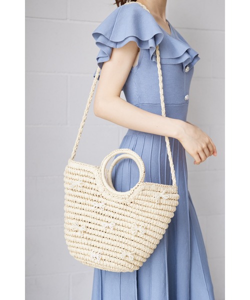 tocco closet（トッコ　クローゼット）の「【ZOZO限定】パールリボンカゴバック（かごバッグ・レディース・ベージュ/ブラウン・FREE）」の10枚目の写真