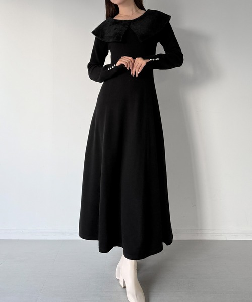 クラシカルカラーフレアニットワンピース（ワンピース）｜mipiarl