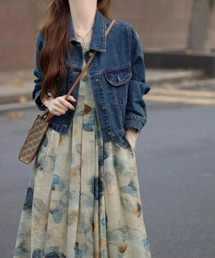 deux amour（ドゥーザムール）の「ぼかし花柄ノースリワンピース（ワンピース）」