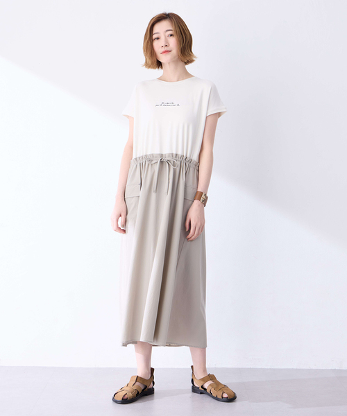 Petit Honfleur（プチオンフルール）の「カーゴドッキングワンピース【接触冷感】（ワンピース・レディース・グレー/ネイビー・M/L）」の3枚目の写真