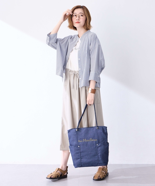 Petit Honfleur（プチオンフルール）の「カーゴドッキングワンピース【接触冷感】（ワンピース・レディース・グレー/ネイビー・M/L）」の10枚目の写真