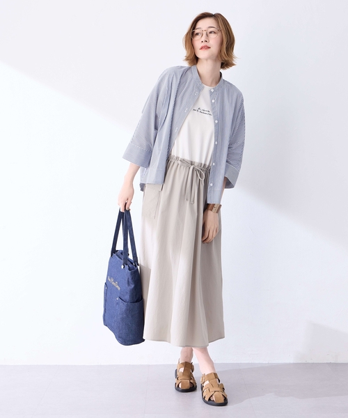 Petit Honfleur（プチオンフルール）の「カーゴドッキングワンピース【接触冷感】（ワンピース・レディース・グレー/ネイビー・M/L）」の11枚目の写真