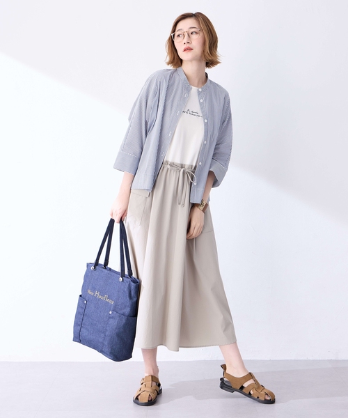 Petit Honfleur（プチオンフルール）の「カーゴドッキングワンピース【接触冷感】（ワンピース・レディース・グレー/ネイビー・M/L）」の12枚目の写真