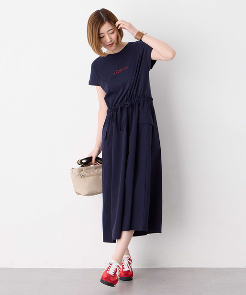 Petit Honfleur（プチオンフルール）の「カーゴドッキングワンピース【接触冷感】（ワンピース・レディース・グレー/ネイビー・M/L）」の14枚目の写真