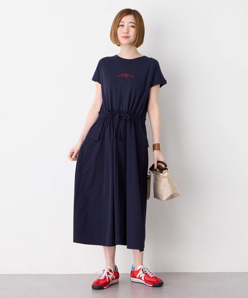 Petit Honfleur（プチオンフルール）の「カーゴドッキングワンピース【接触冷感】（ワンピース・レディース・グレー/ネイビー・M/L）」の15枚目の写真