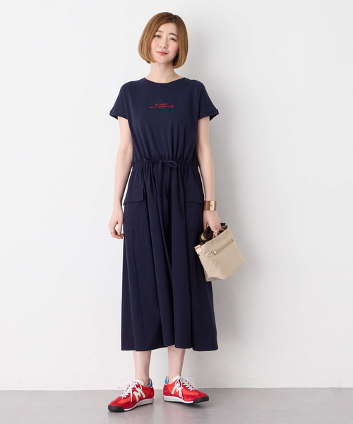 Petit Honfleur（プチオンフルール）の「カーゴドッキングワンピース【接触冷感】（ワンピース・レディース・グレー/ネイビー・M/L）」の16枚目の写真