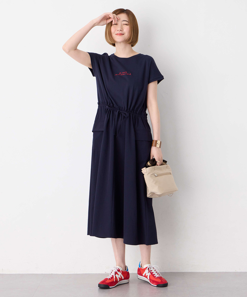 Petit Honfleur（プチオンフルール）の「カーゴドッキングワンピース【接触冷感】（ワンピース・レディース・グレー/ネイビー・M/L）」の17枚目の写真