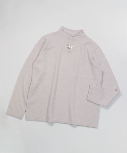 STUDIO PICONE(スタジオピッコーネ)の「カシミヤ100%ロール襟ニット(ニット/セーター・レディース・レッド/ベージュ/ブラック・M/L)」の3枚目の写真