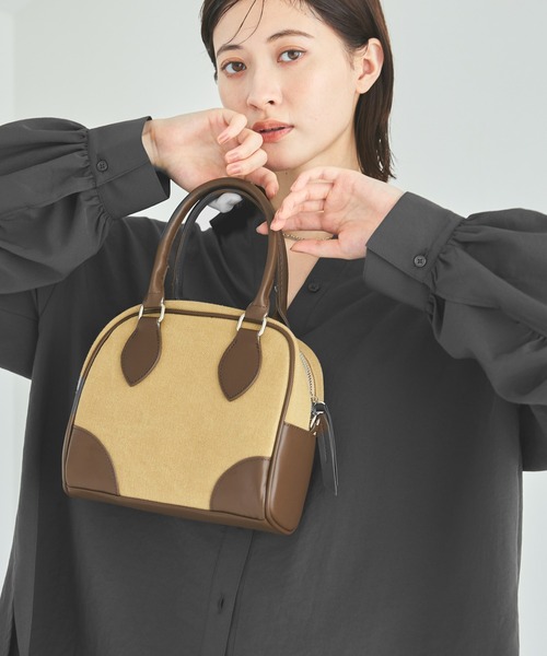 LAKOLE（ラコレ）の「キャンバスコンビボストンバッグ / 585001（ハンドバッグ・レディース・オフホワイト/ベージュ・FREE）」の2枚目の写真