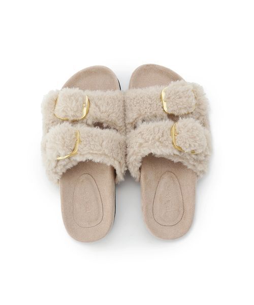 Mila Owen（ミラオーウェン）の「【USAGI ONLINE・ZOZO限定】ダブルストラップボアサンダル（サンダル・レディース・アイボリー/モカ・36/37/38）」の7枚目の写真