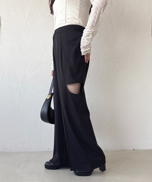 apres jour(アプレジュール)の「カットアウトストレートスラックスパンツ(その他パンツ・レディース・ライトベージュ/ブラック/チャコールグレー・X-LARGE/MEDIUM)」の7枚目の写真