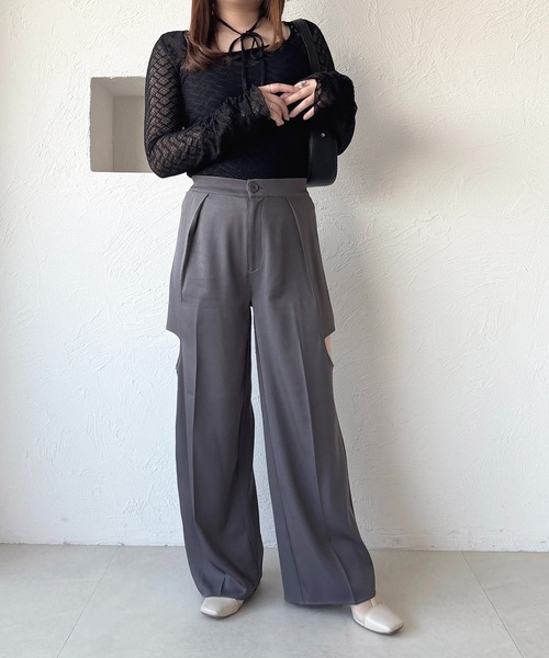 apres jour(アプレジュール)の「カットアウトストレートスラックスパンツ(その他パンツ・レディース・ライトベージュ/ブラック/チャコールグレー・X-LARGE/MEDIUM)」の19枚目の写真
