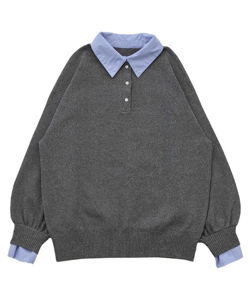 select MOCA(セレクトモカ)の「シャツカラードッキングニット(ニット/セーター・レディース・ブラウン/ブラック/チャコールグレー/アイボリー/ブラウン系その他・FREE)」の11枚目の写真