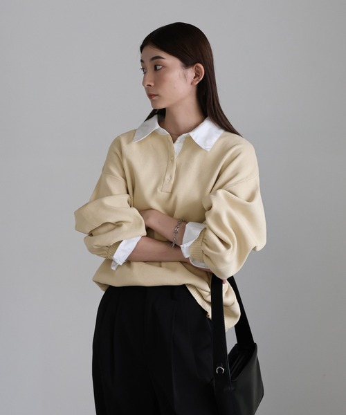 select MOCA(セレクトモカ)の「シャツカラードッキングニット(ニット/セーター・レディース・ブラウン/ブラック/チャコールグレー/アイボリー/ブラウン系その他・FREE)」の11枚目の写真