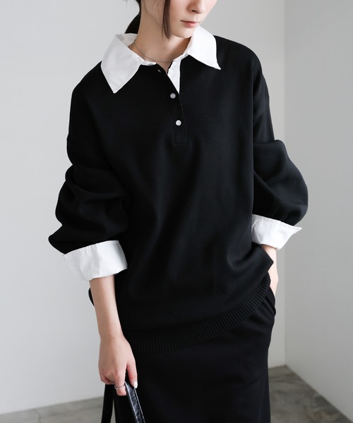 select MOCA(セレクトモカ)の「シャツカラードッキングニット(ニット/セーター・レディース・ブラウン/ブラック/チャコールグレー/アイボリー/ブラウン系その他・FREE)」の16枚目の写真